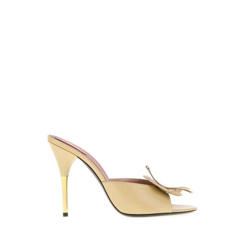 Valentino Garavani Women Beige Leather Flutterfly Mules